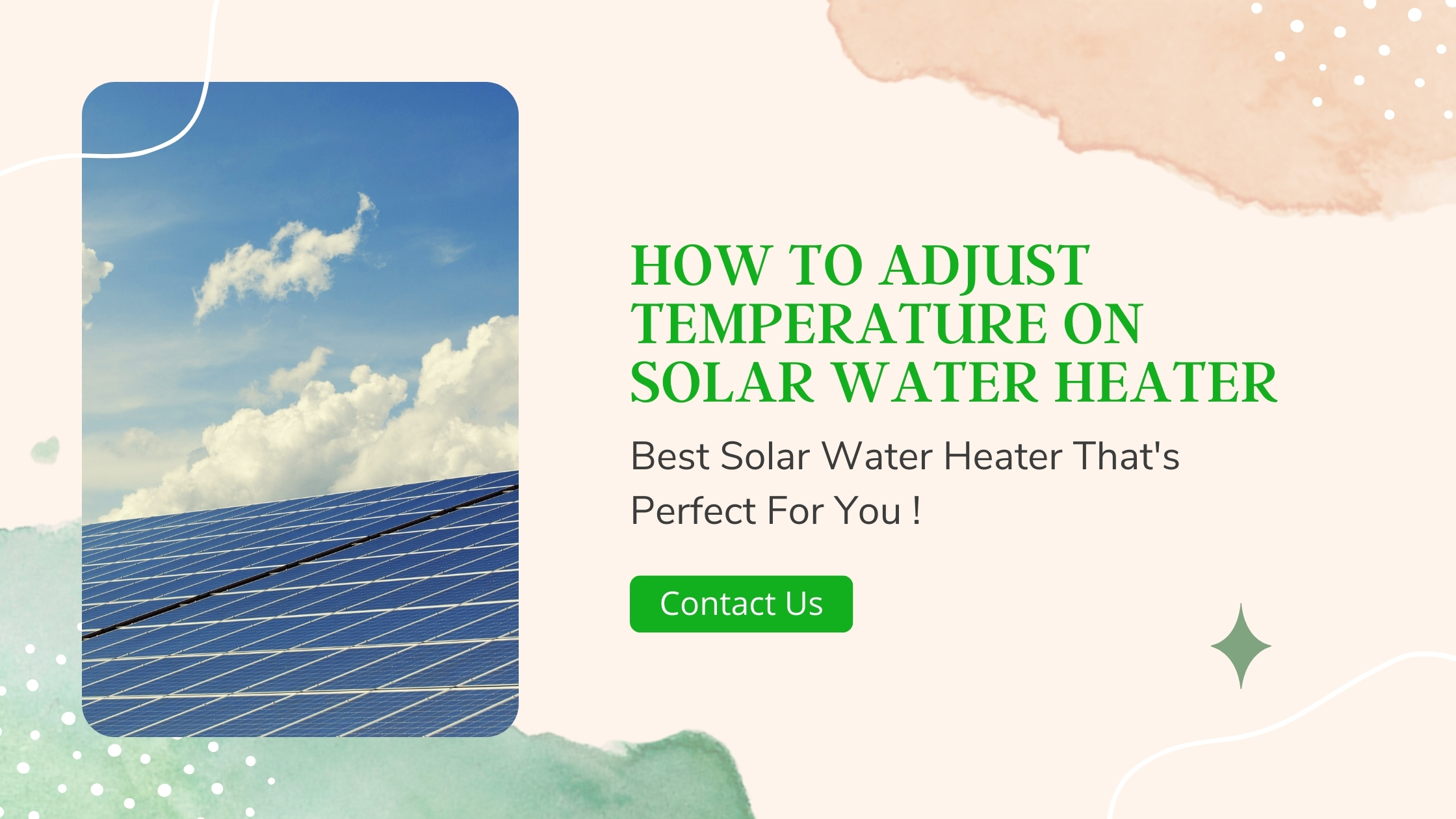 How to Adjust Temperature on Solar Water Heater 
